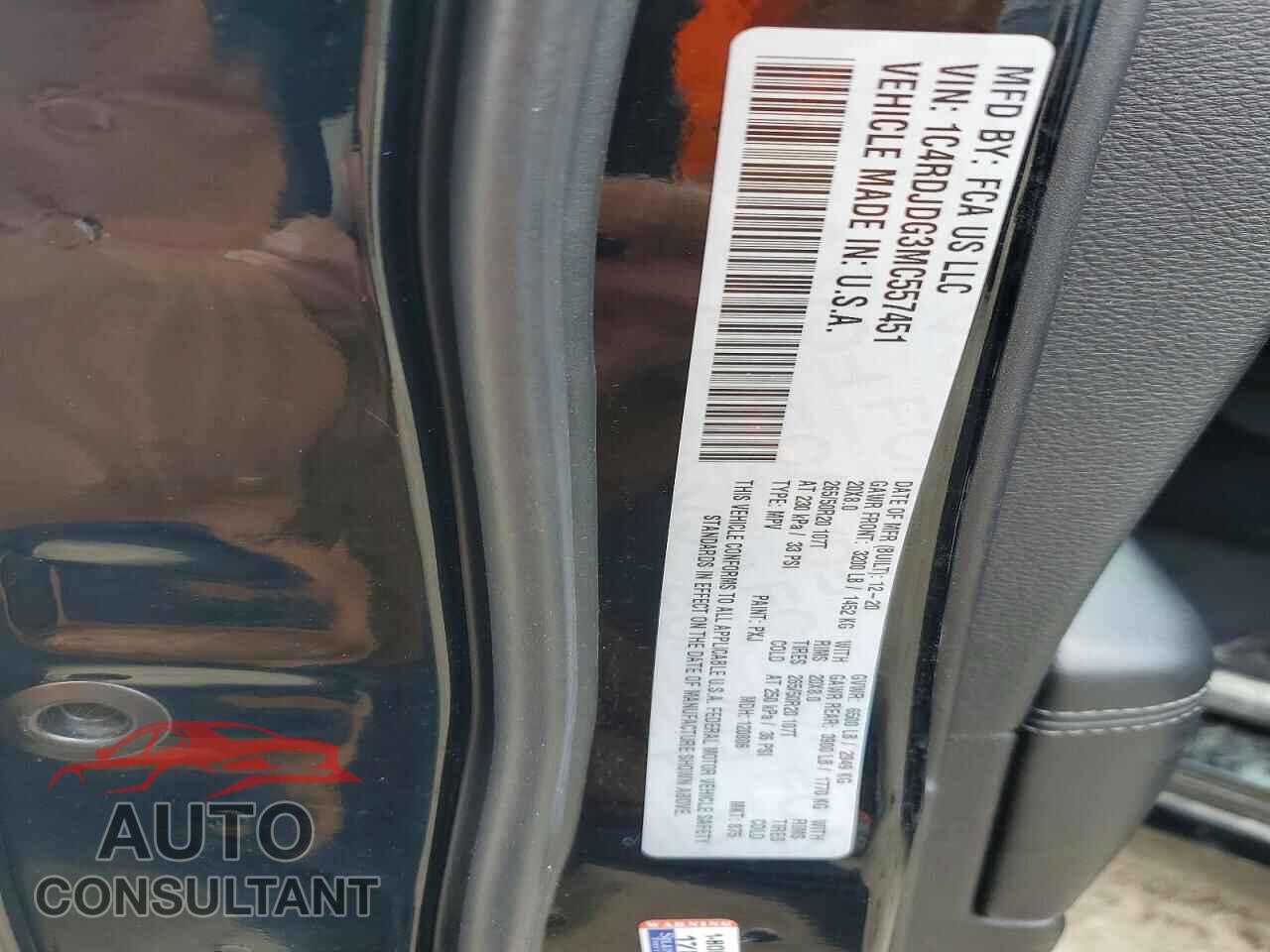 DODGE DURANGO 2021 - 1C4RDJDG3MC557451