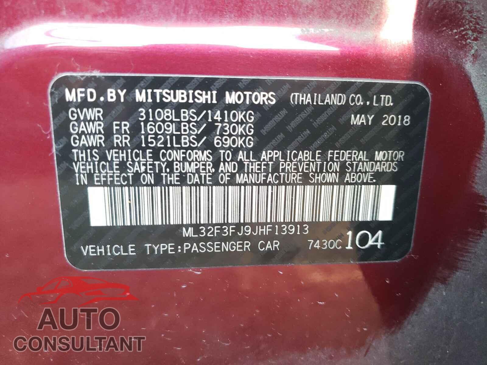 MITSUBISHI MIRAGE 2018 - ML32F3FJ9JHF13913
