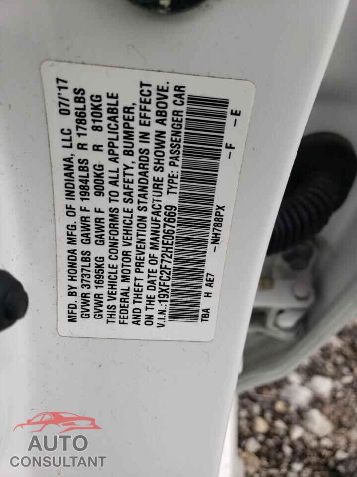 HONDA CIVIC 2017 - 19XFC2F72HE067669