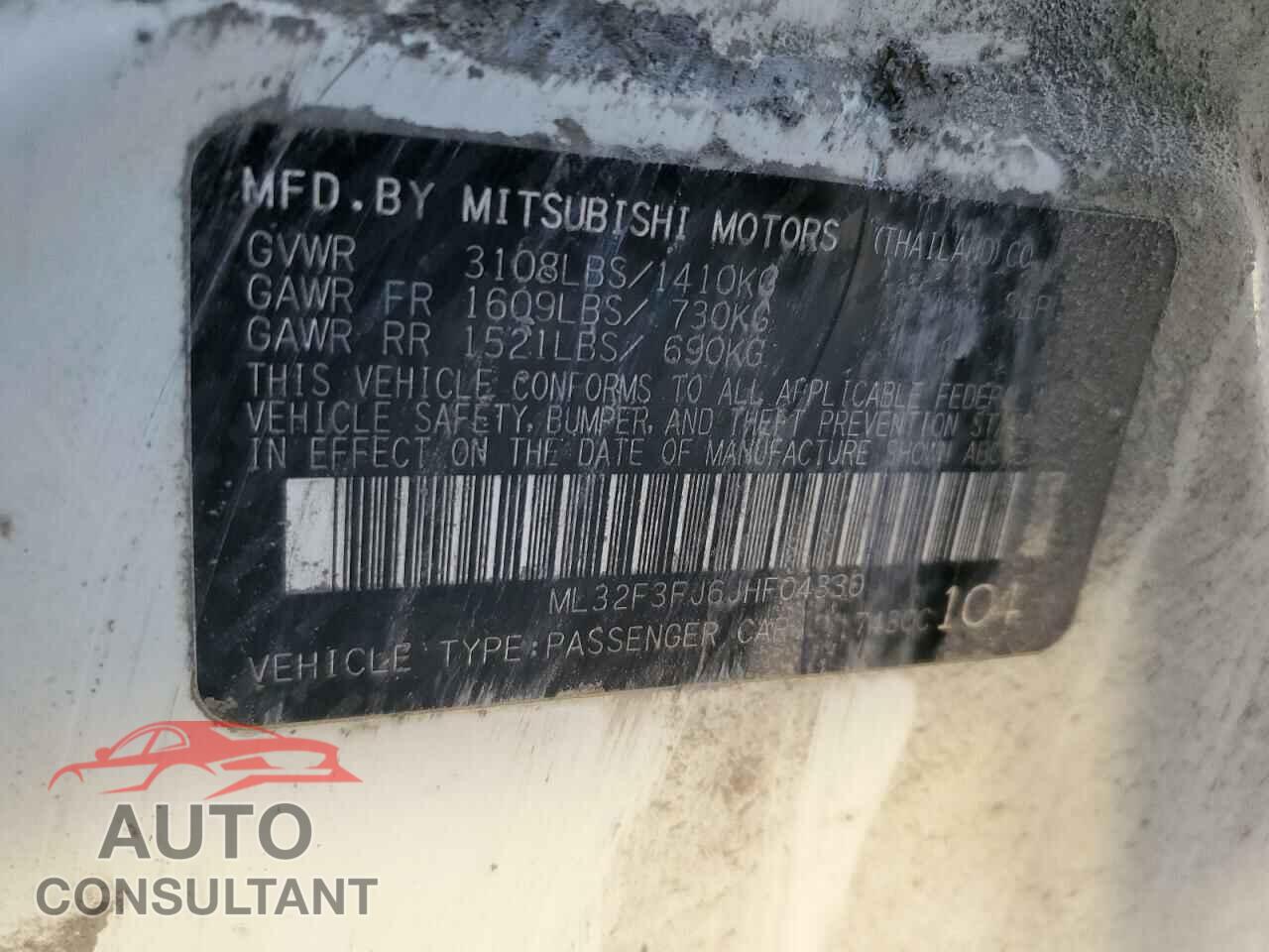 MITSUBISHI MIRAGE 2018 - ML32F3FJ6JHF04330