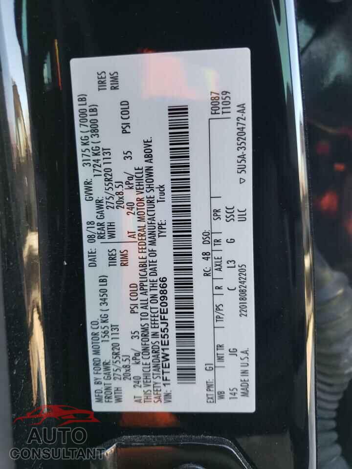 FORD F-150 2018 - 1FTEW1E55JFE09866