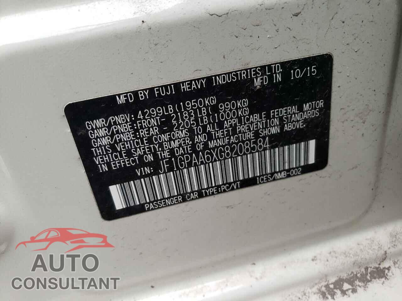 SUBARU IMPREZA 2016 - JF1GPAA6XG8208584