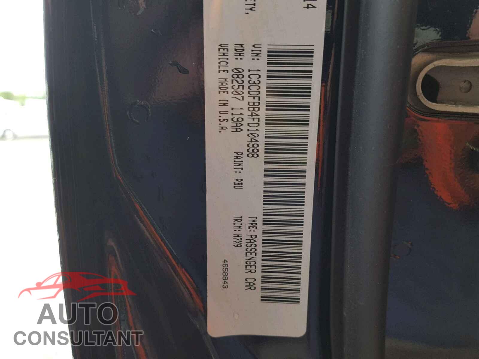 DODGE DART 2015 - 1C3CDFBB4FD104998