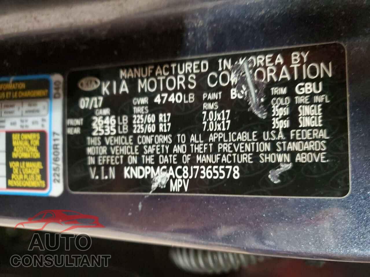 KIA SPORTAGE 2018 - KNDPMCAC8J7365578