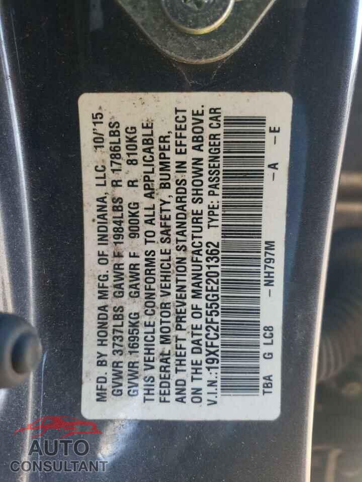 HONDA CIVIC 2016 - 19XFC2F55GE201362