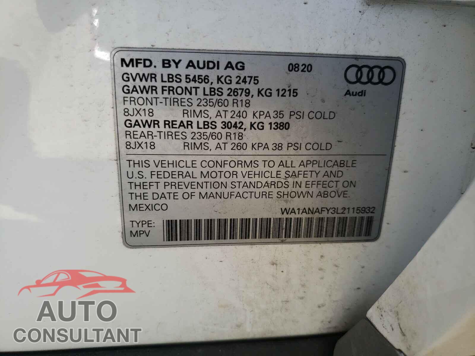 AUDI Q5 2020 - WA1ANAFY3L2115932