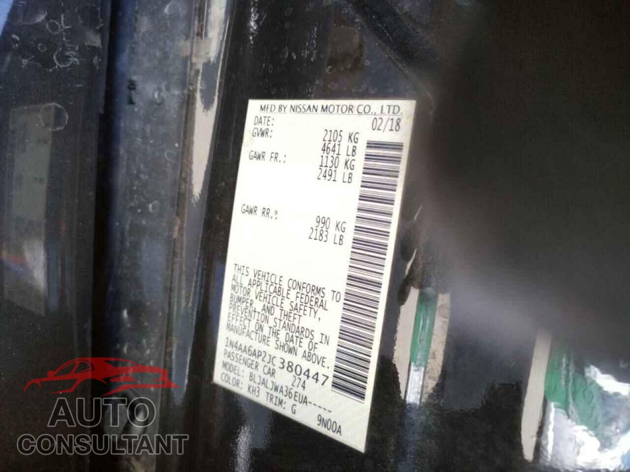 NISSAN MAXIMA 2018 - 1N4AA6AP2JC380447