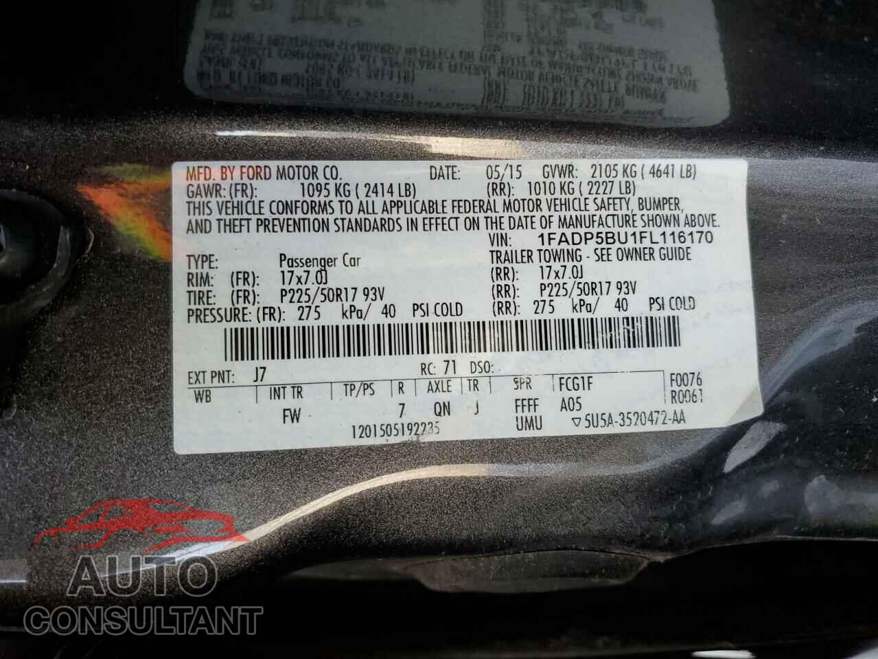 FORD CMAX 2015 - 1FADP5BU1FL116170