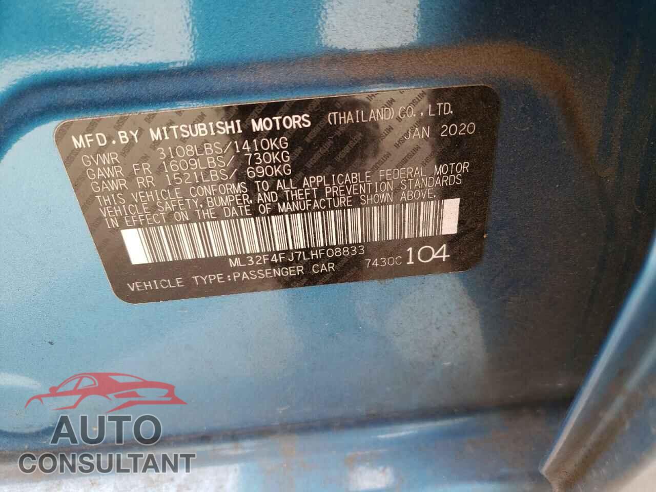 MITSUBISHI MIRAGE 2020 - ML32F4FJ7LHF08833