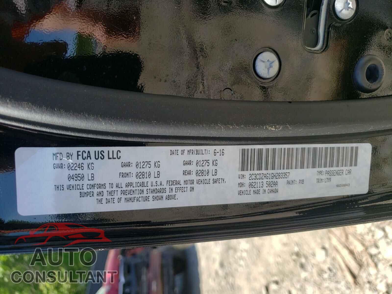 DODGE CHALLENGER 2016 - 2C3CDZAG1GH283357