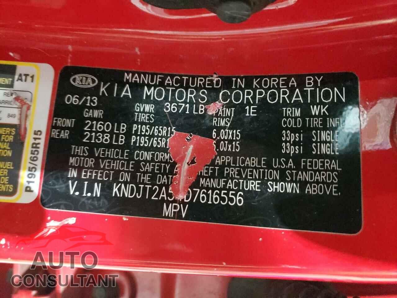 KIA SOUL 2013 - KNDJT2A54D7616556