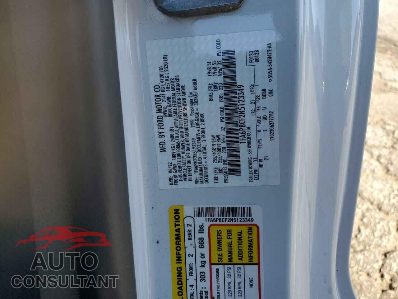 FORD MUSTANG 2022 - 1FA6P8CF2N5123349