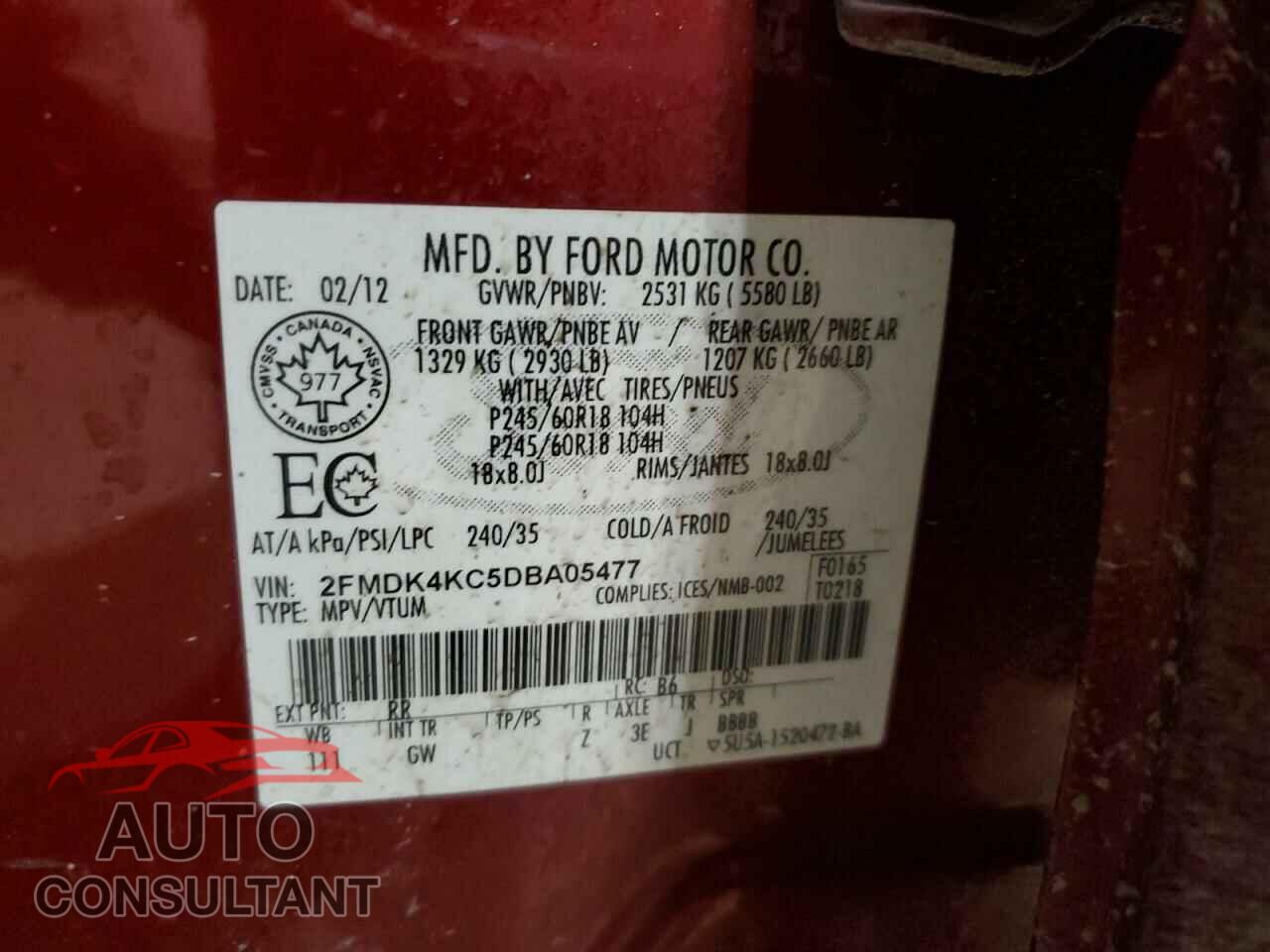 FORD EDGE 2013 - 2FMDK4KC5DBA05477