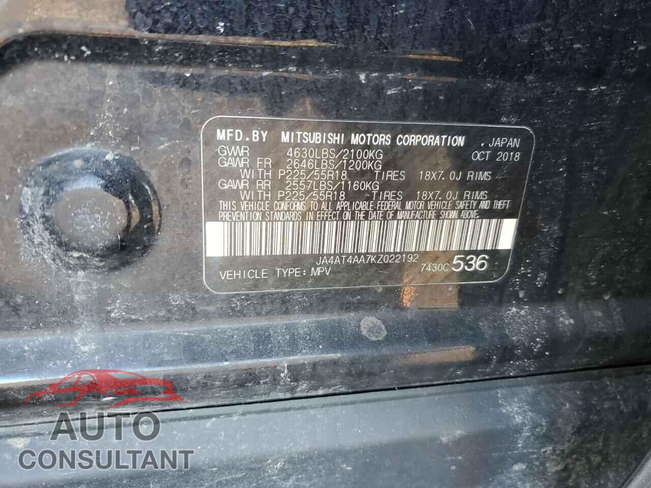 MITSUBISHI ECLIPSE 2019 - JA4AT4AA7KZ022192