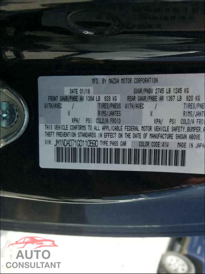 MAZDA MX5 2016 - JM1NDAD71G0110590