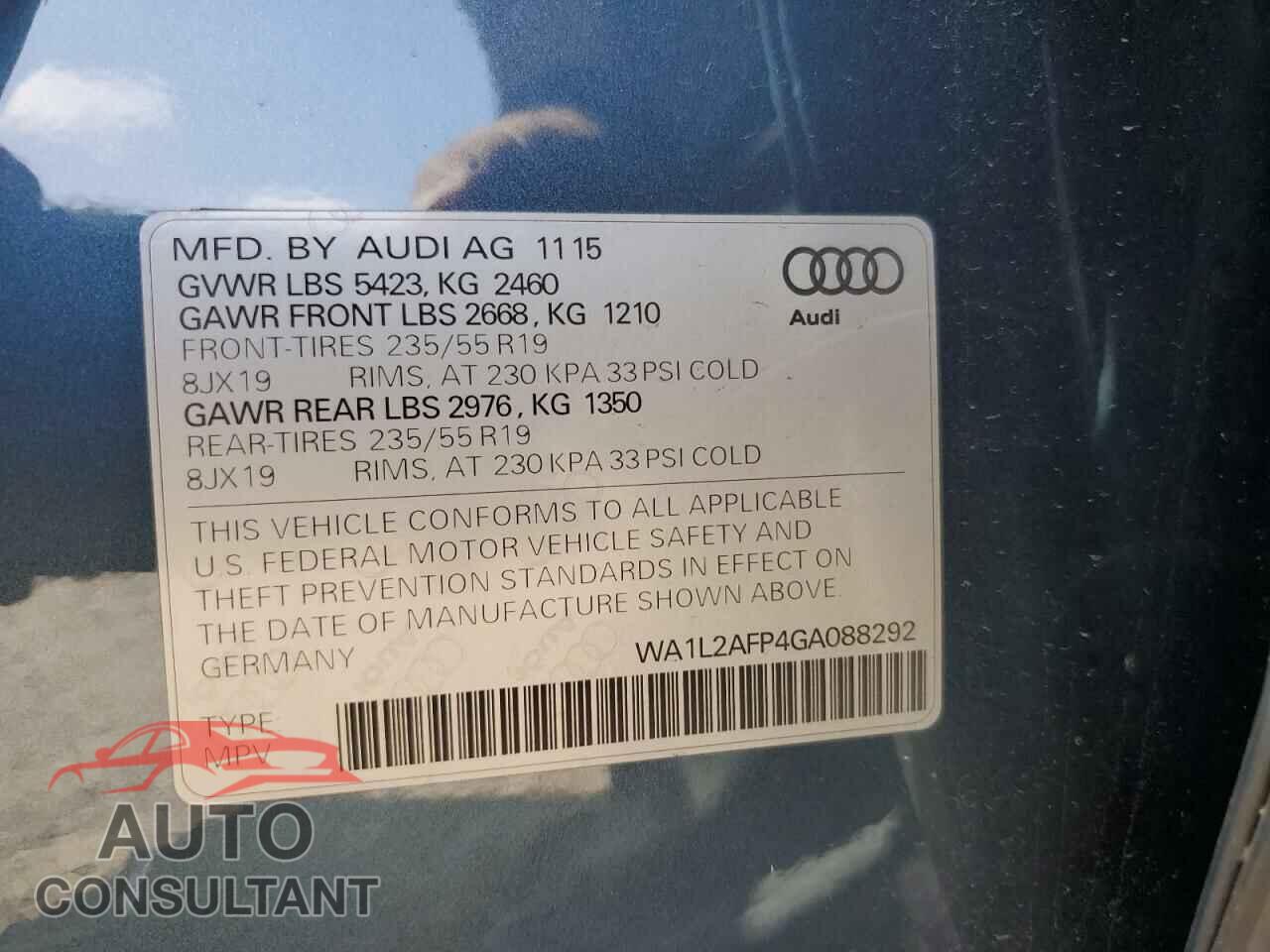 AUDI Q5 2016 - WA1L2AFP4GA088292