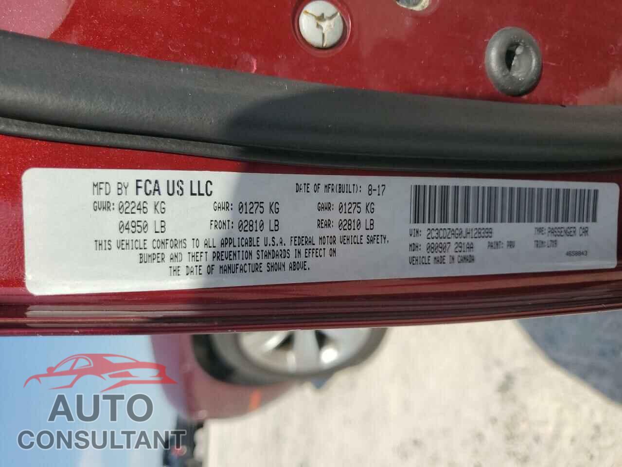 DODGE CHALLENGER 2018 - 2C3CDZAG0JH128399