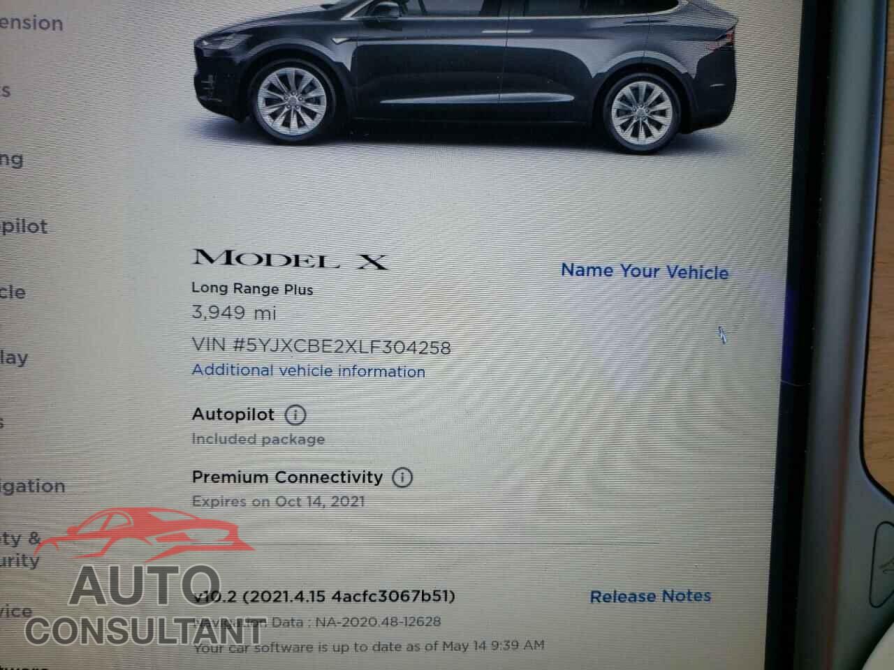 TESLA MODEL X 2020 - 5YJXCBE2XLF304258