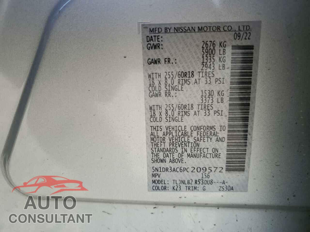 NISSAN PATHFINDER 2023 - 5N1DR3AC6PC209572