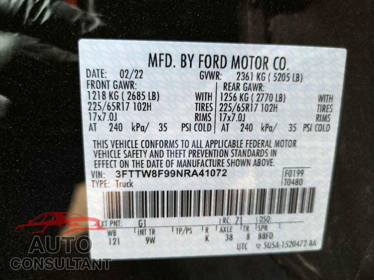FORD MAVERICK X 2022 - 3FTTW8F99NRA41072