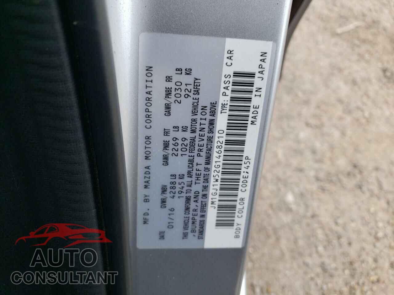 MAZDA 6 2016 - JM1GJ1W52G1468210