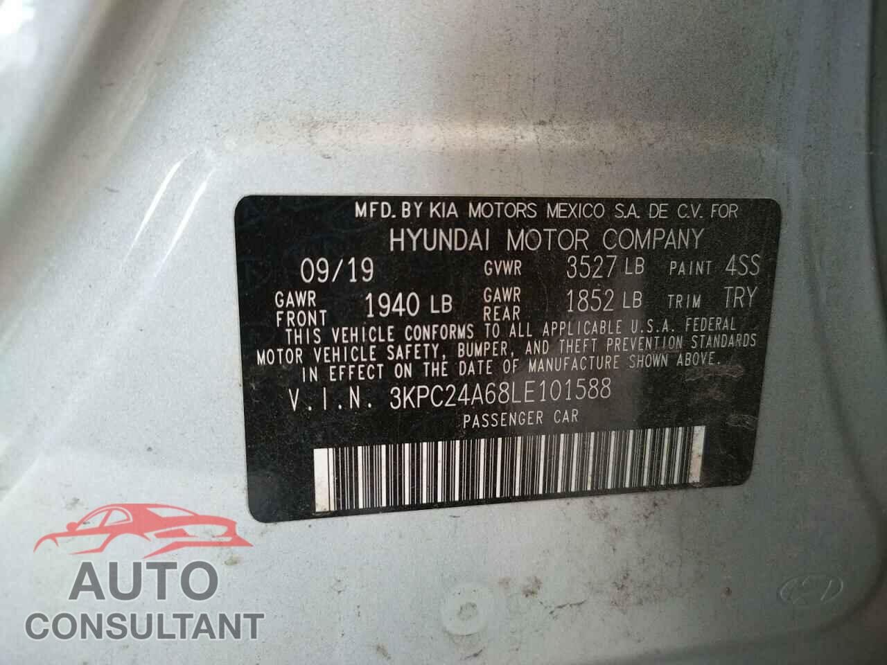 HYUNDAI ACCENT 2020 - 3KPC24A68LE101588