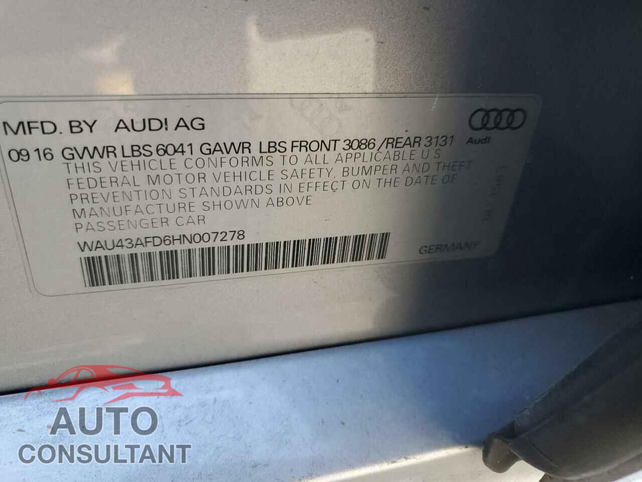 AUDI A8 2017 - WAU43AFD6HN007278