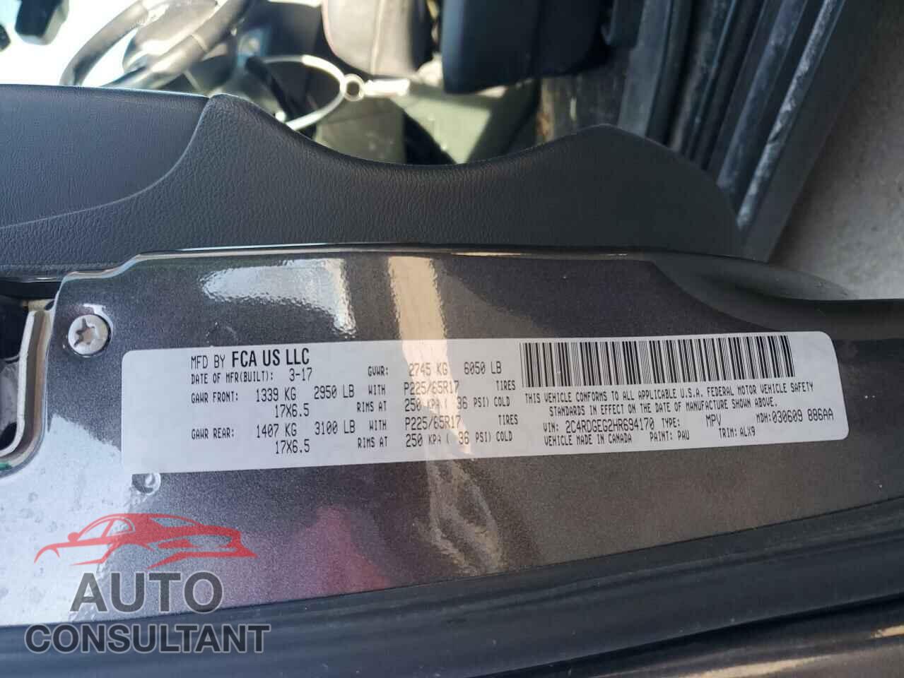 DODGE CARAVAN 2017 - 2C4RDGEG2HR694170