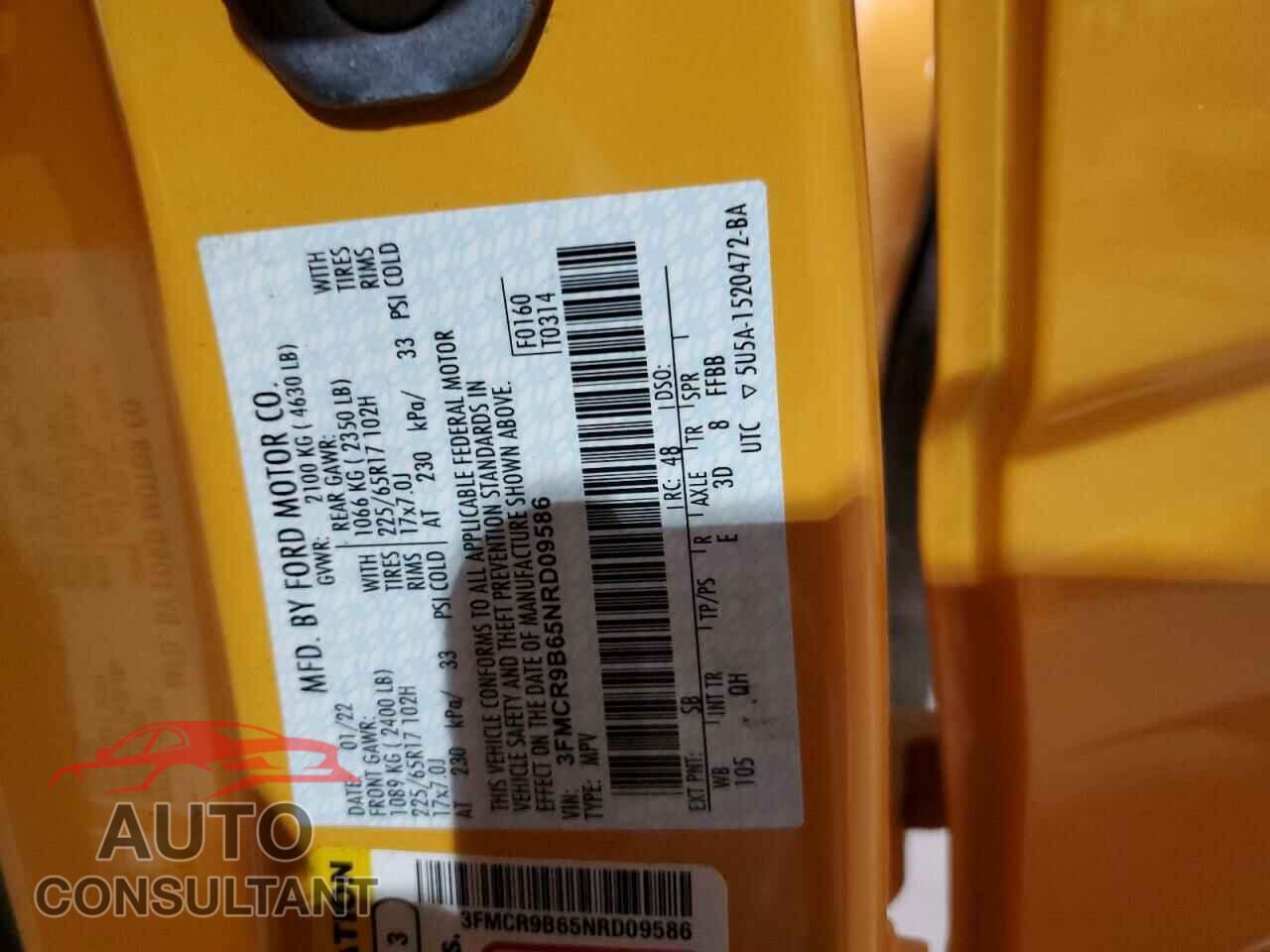 FORD BRONCO 2022 - 3FMCR9B65NRD09586