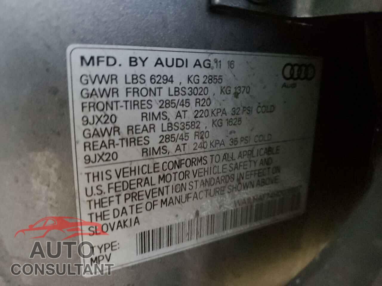 AUDI Q7 2017 - WA1LHAF74HD036837