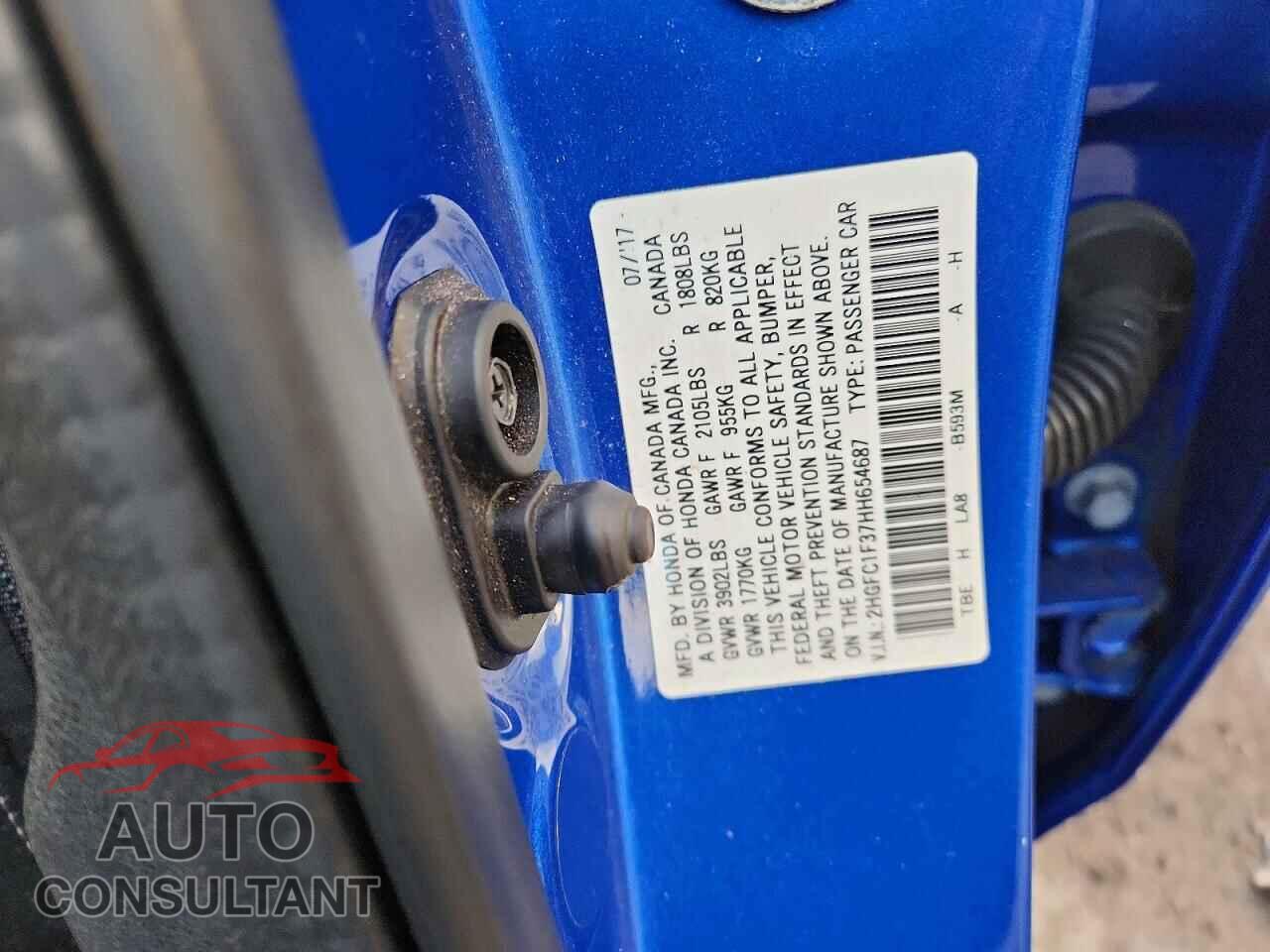 HONDA CIVIC 2017 - 2HGFC1F37HH654687