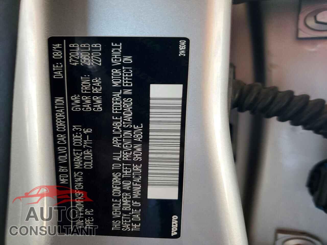 VOLVO S60 2015 - YV140MFK9F1341475