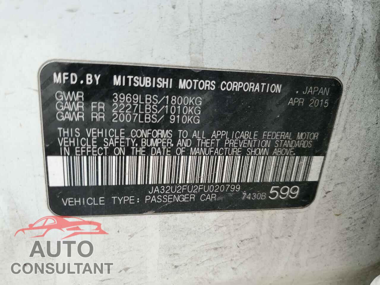 MITSUBISHI LANCER 2015 - JA32U2FU2FU020799