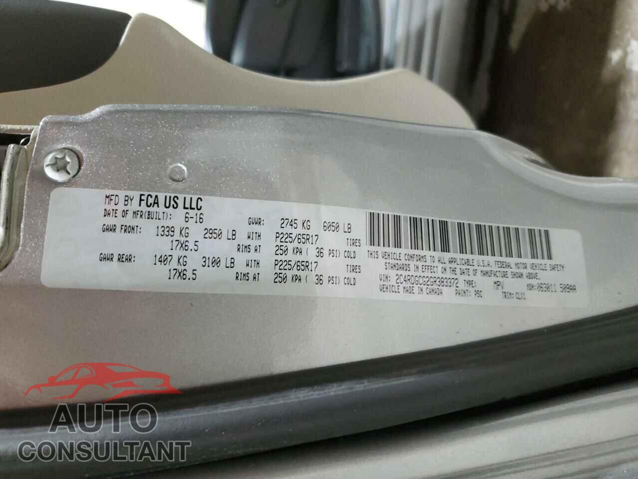 DODGE CARAVAN 2016 - 2C4RDGCG2GR383372