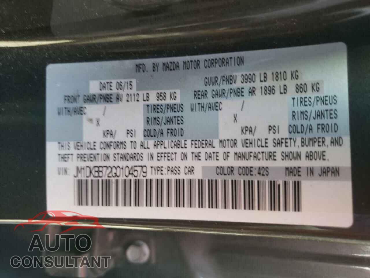 MAZDA CX-3 2016 - JM1DKBB72G0104579