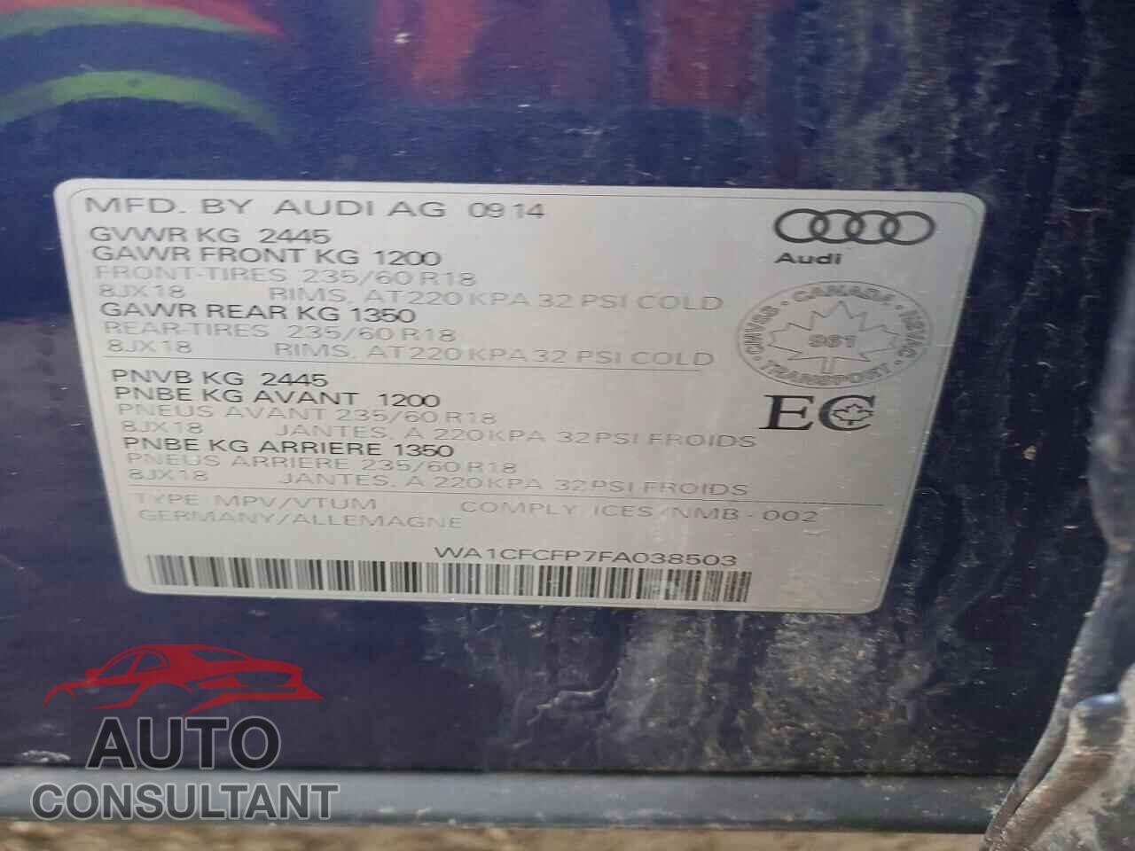 AUDI Q5 2015 - WA1CFCFP7FA038503