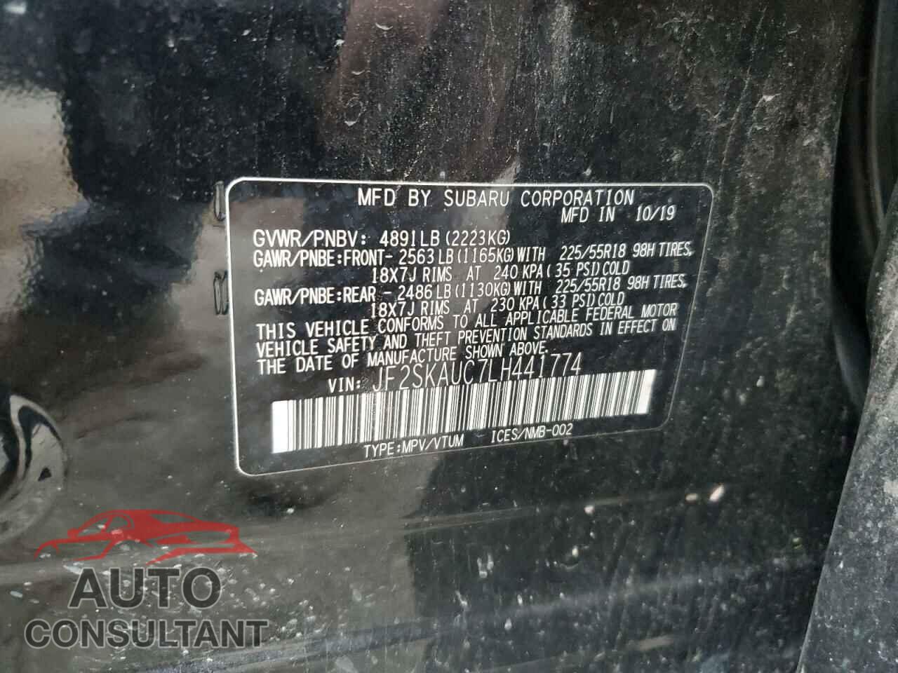 SUBARU FORESTER 2020 - JF2SKAUC7LH441774