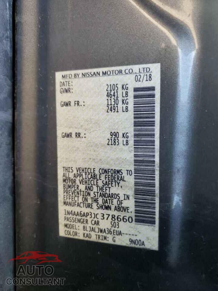 NISSAN MAXIMA 2018 - 1N4AA6AP3JC378660