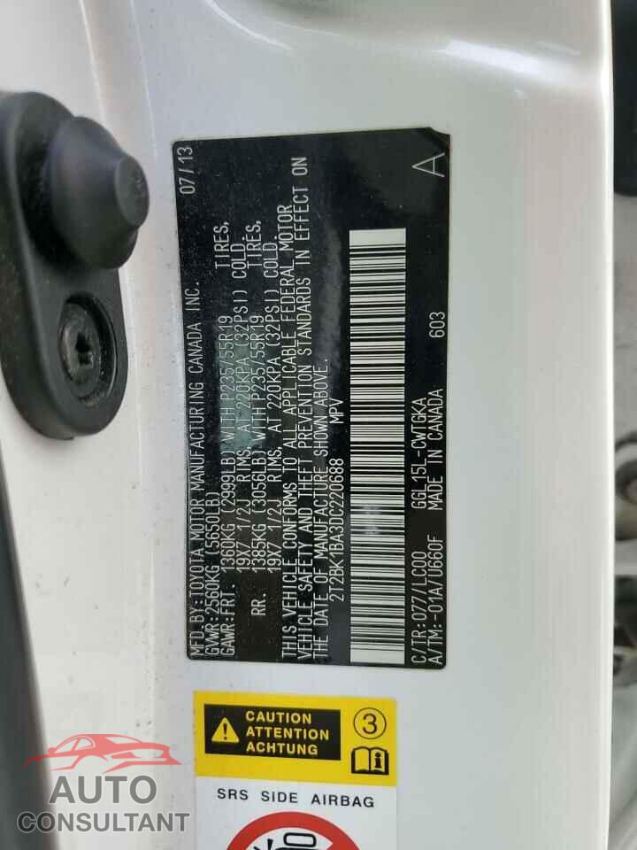 LEXUS RX350 2013 - 2T2BK1BA3DC220688