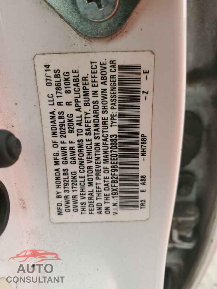HONDA CIVIC 2014 - 19XFB2F98EE070883