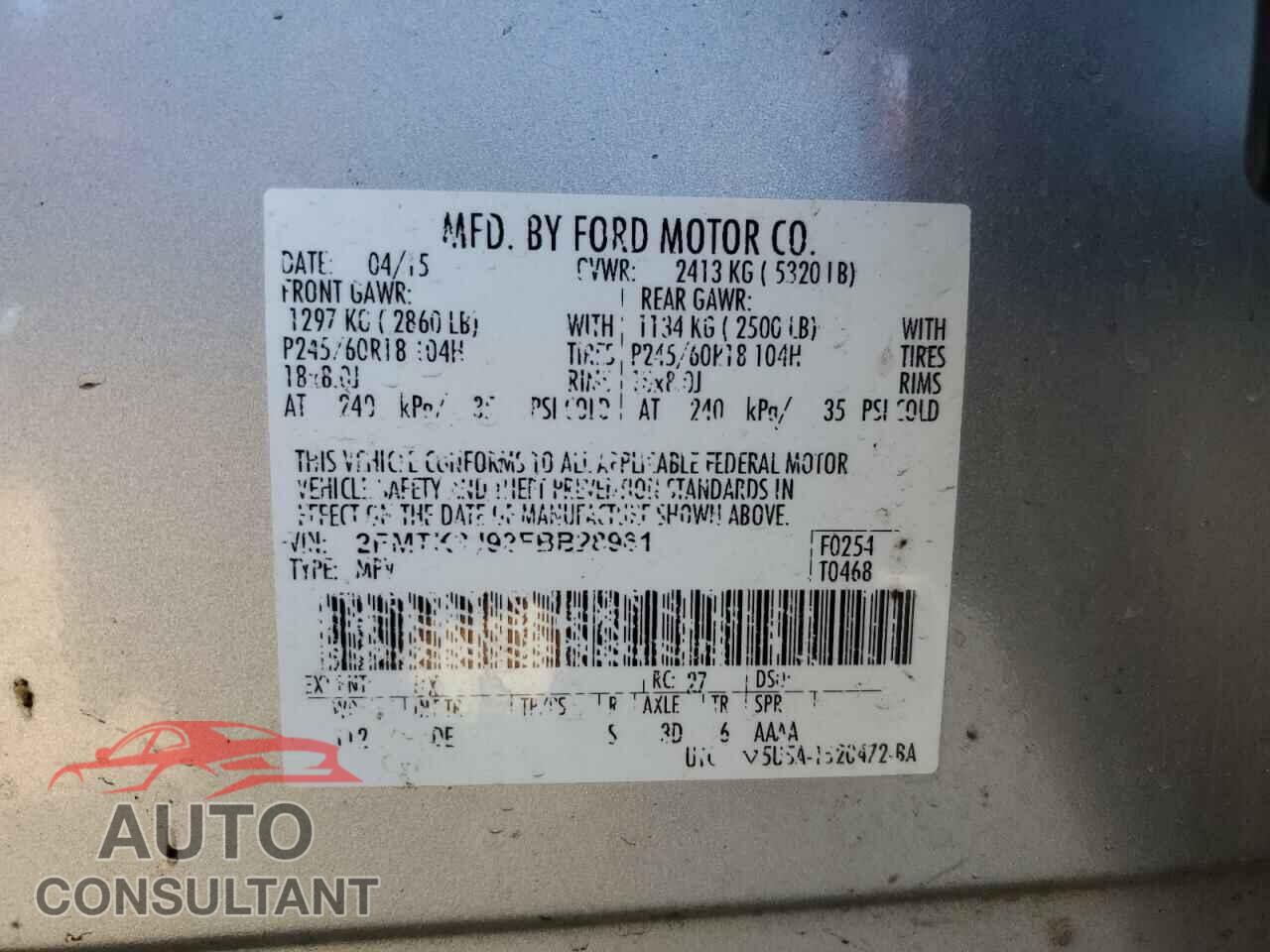 FORD EDGE 2015 - 2FMTK3J92FBB28961