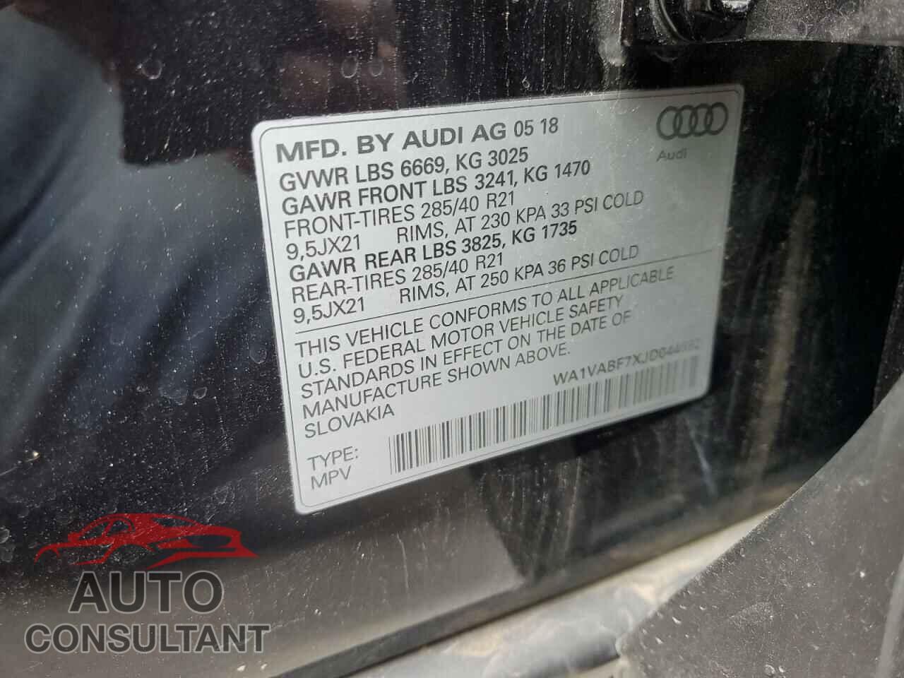 AUDI Q7 2018 - WA1VABF7XJD044692