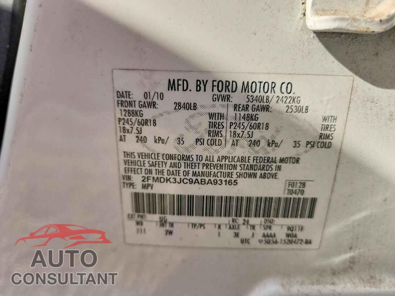 FORD EDGE 2010 - 2FMDK3JC9ABA93165