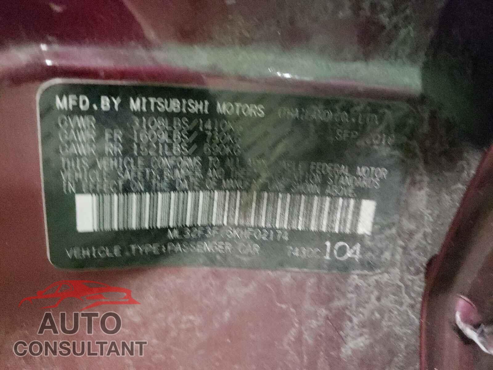MITSUBISHI MIRAGE 2019 - ML32F3FJ6KHF02174