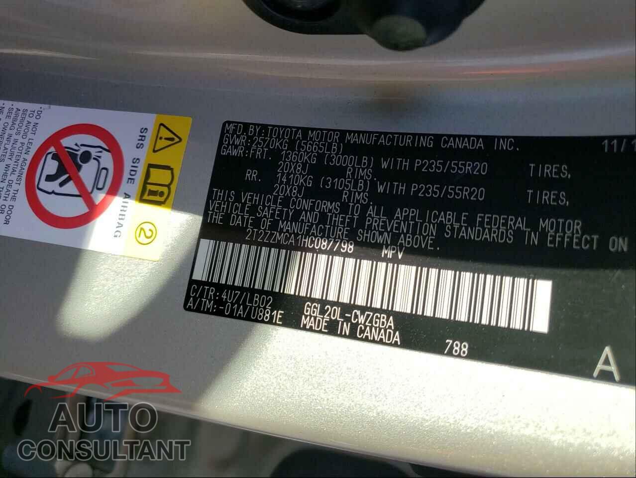 LEXUS RX350 2017 - 2T2ZZMCA1HC087798