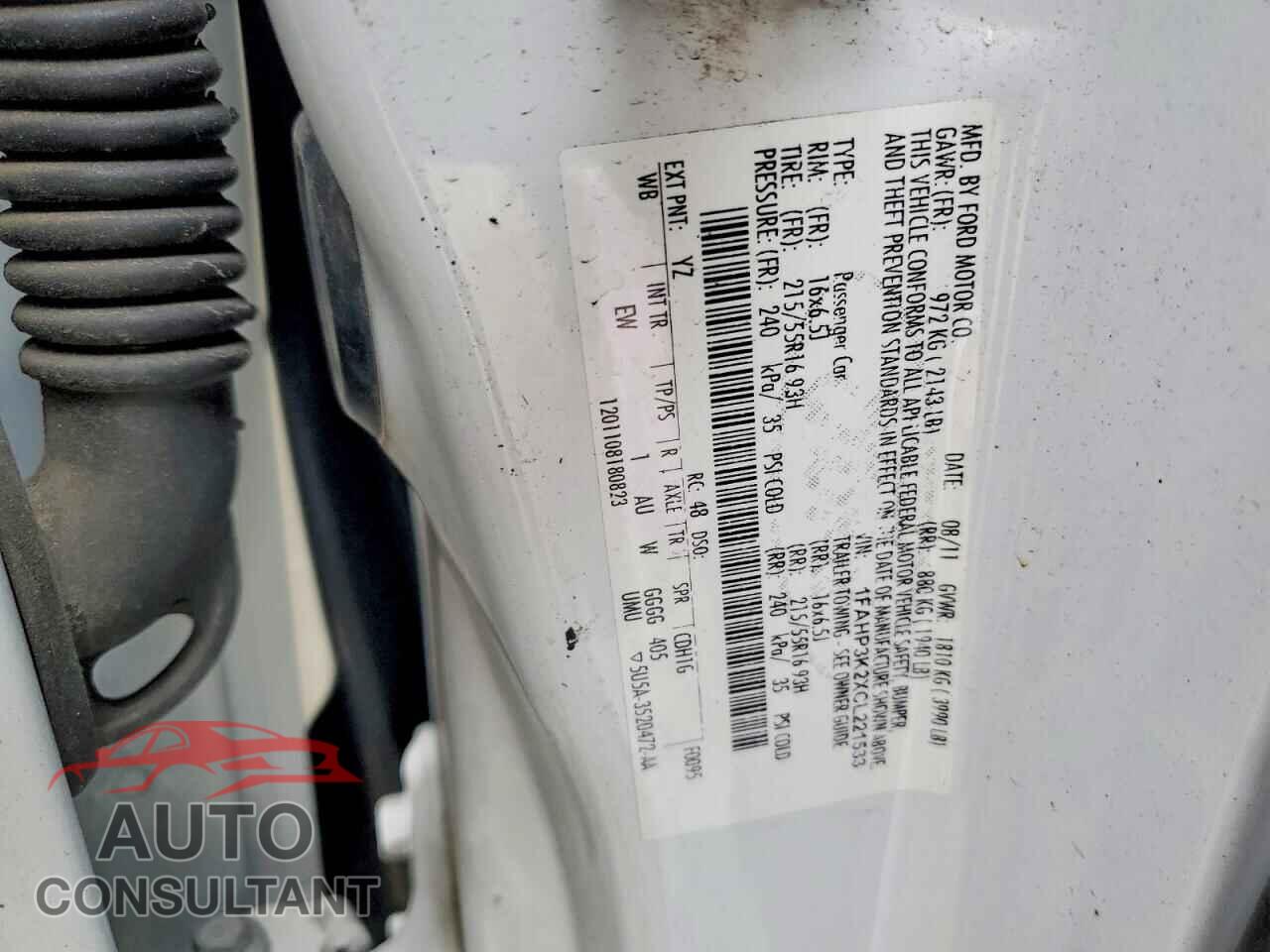 FORD FOCUS 2012 - 1FAHP3K2XCL221533