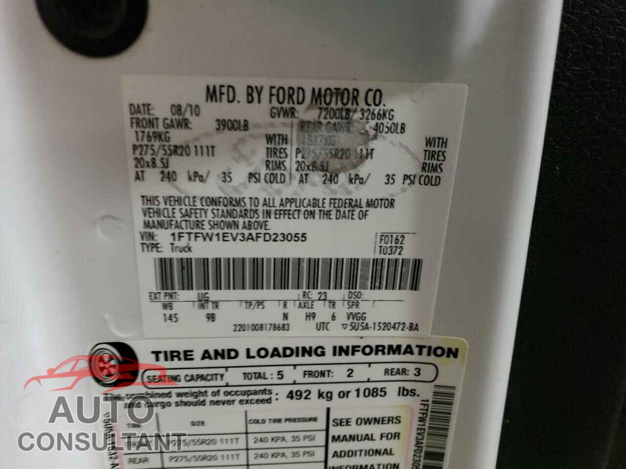 FORD F-150 2010 - 1FTFW1EV3AFD23055