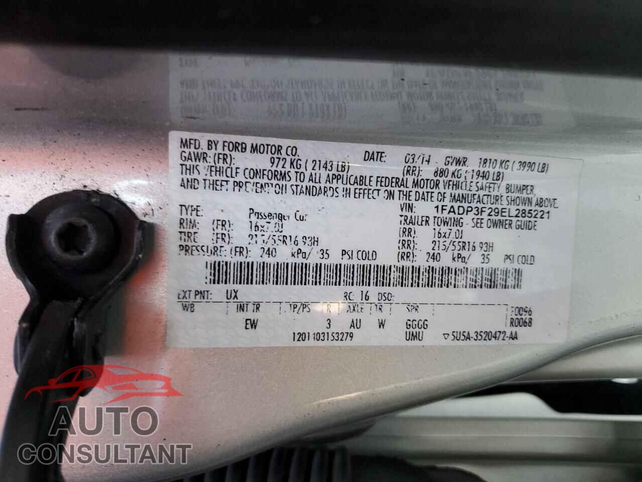 FORD FOCUS 2014 - 1FADP3F29EL285221