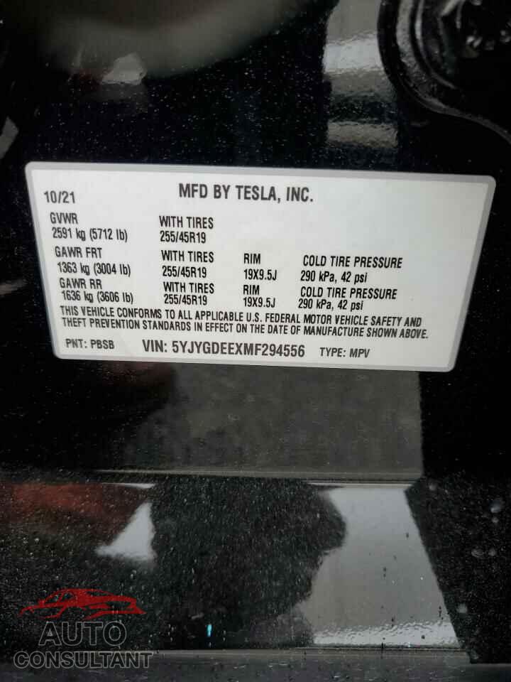 TESLA MODEL Y 2021 - 5YJYGDEEXMF294556