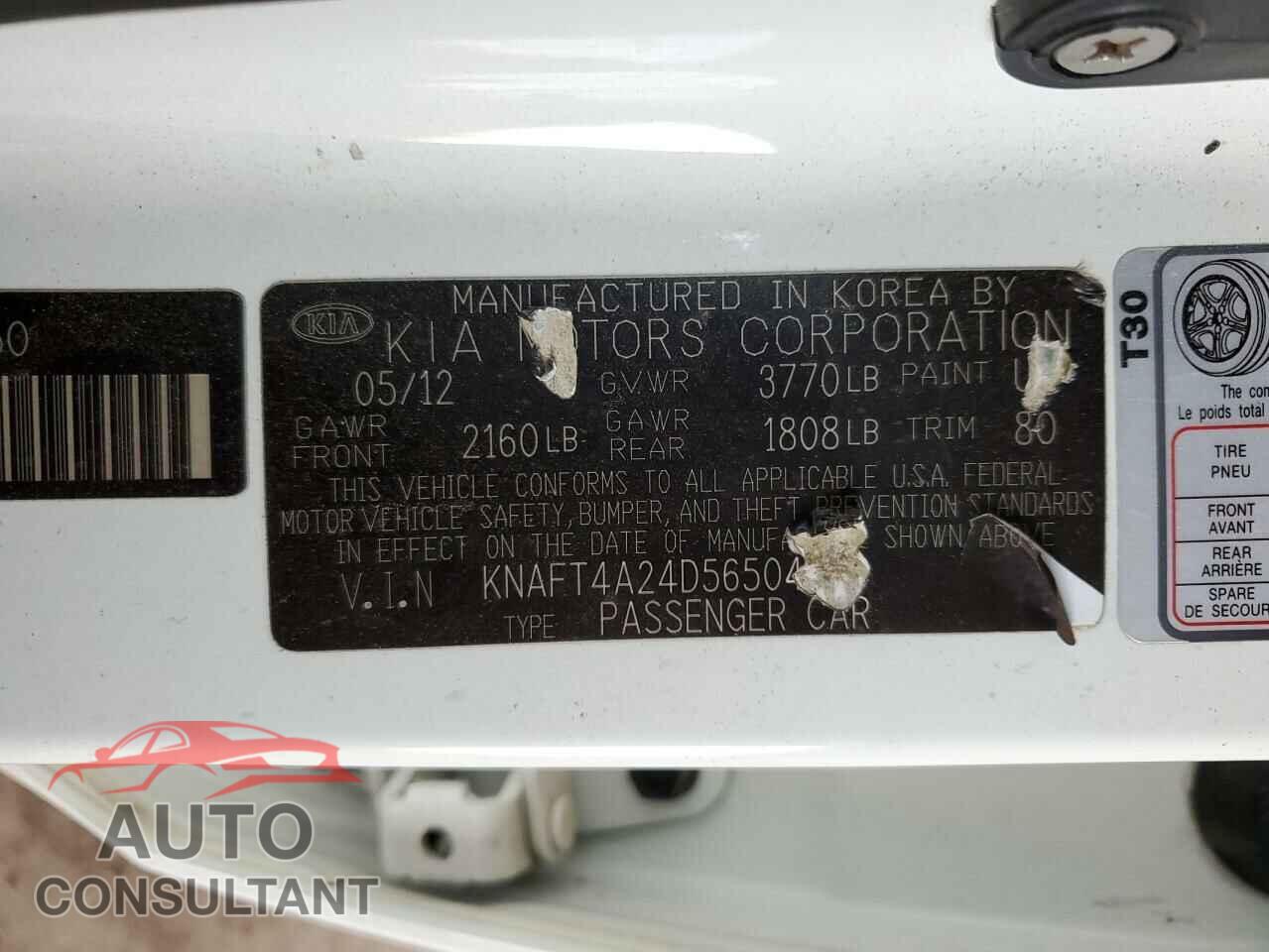 KIA FORTE 2013 - KNAFT4A24D5650450
